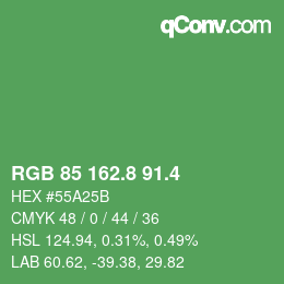 カラーコード: RGB 85 162.8 91.4 | qconv.com