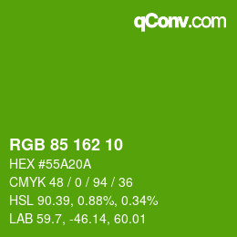 Color code: RGB 85 162 10 | qconv.com