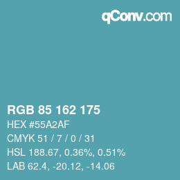 Color code: RGB 85 162 175 | qconv.com