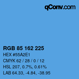 カラーコード: RGB 85 162 225 | qconv.com