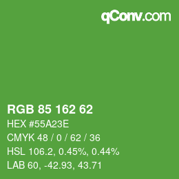 カラーコード: RGB 85 162 62 | qconv.com