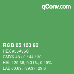 カラーコード: RGB 85 163 92 | qconv.com