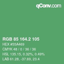 カラーコード: RGB 85 164.2 105 | qconv.com