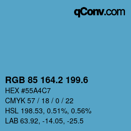 カラーコード: RGB 85 164.2 199.6 | qconv.com