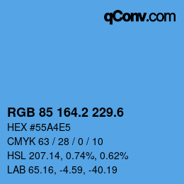 カラーコード: RGB 85 164.2 229.6 | qconv.com