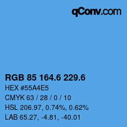 カラーコード: RGB 85 164.6 229.6 | qconv.com