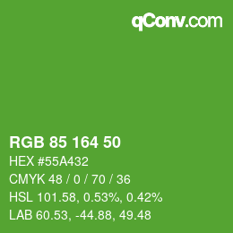 カラーコード: RGB 85 164 50 | qconv.com