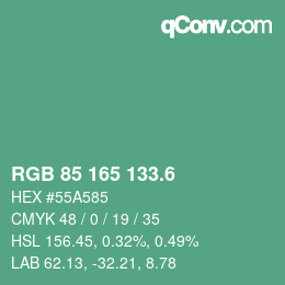 カラーコード: RGB 85 165 133.6 | qconv.com