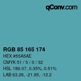 Color code: RGB 85 165 174 | qconv.com