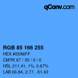 Color code: RGB 85 166 255 | qconv.com