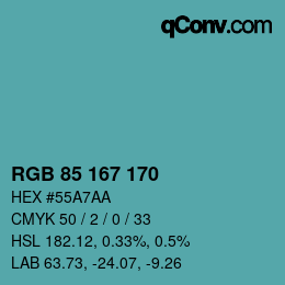 颜色代码: RGB 85 167 170 | qconv.com