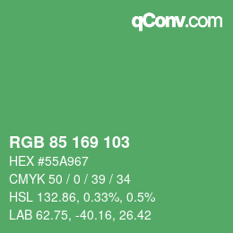 Color code: RGB 85 169 103 | qconv.com