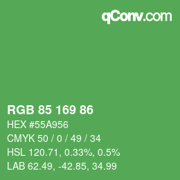 カラーコード: RGB 85 169 86 | qconv.com