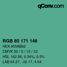 Color code: RGB 85 171 146 | qconv.com