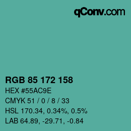 Color code: RGB 85 172 158 | qconv.com