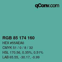 カラーコード: RGB 85 174 160 | qconv.com