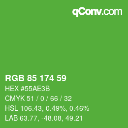 Color code: RGB 85 174 59 | qconv.com