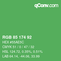 カラーコード: RGB 85 174 92 | qconv.com