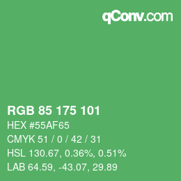 颜色代码: RGB 85 175 101 | qconv.com