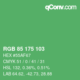 Color code: RGB 85 175 103 | qconv.com