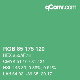 カラーコード: RGB 85 175 120 | qconv.com