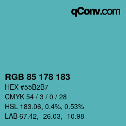 Color code: RGB 85 178 183 | qconv.com
