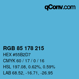 Color code: RGB 85 178 215 | qconv.com