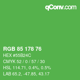 Color code: RGB 85 178 76 | qconv.com