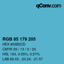 Color code: RGB 85 179 205 | qconv.com