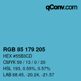 Color code: RGB 85 179 205 | qconv.com