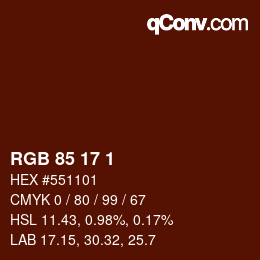 Color code: RGB 85 17 1 | qconv.com