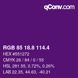 カラーコード: RGB 85 18.8 114.4 | qconv.com