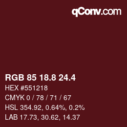 カラーコード: RGB 85 18.8 24.4 | qconv.com
