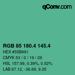 カラーコード: RGB 85 180.4 145.4 | qconv.com