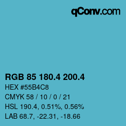 カラーコード: RGB 85 180.4 200.4 | qconv.com