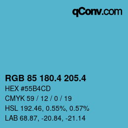 カラーコード: RGB 85 180.4 205.4 | qconv.com