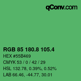 カラーコード: RGB 85 180.8 105.4 | qconv.com