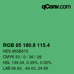 カラーコード: RGB 85 180.8 115.4 | qconv.com