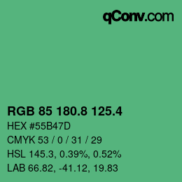 カラーコード: RGB 85 180.8 125.4 | qconv.com