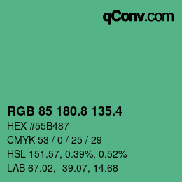カラーコード: RGB 85 180.8 135.4 | qconv.com