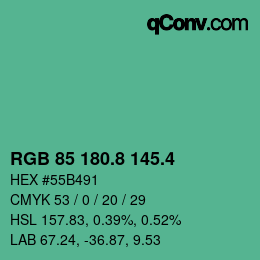 カラーコード: RGB 85 180.8 145.4 | qconv.com