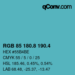 カラーコード: RGB 85 180.8 190.4 | qconv.com