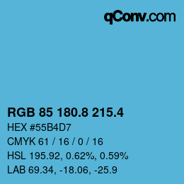 カラーコード: RGB 85 180.8 215.4 | qconv.com