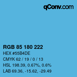 カラーコード: RGB 85 180 222 | qconv.com