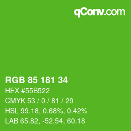 颜色代码: RGB 85 181 34 | qconv.com