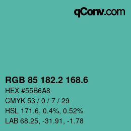 カラーコード: RGB 85 182.2 168.6 | qconv.com