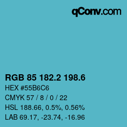 カラーコード: RGB 85 182.2 198.6 | qconv.com