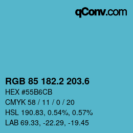 カラーコード: RGB 85 182.2 203.6 | qconv.com