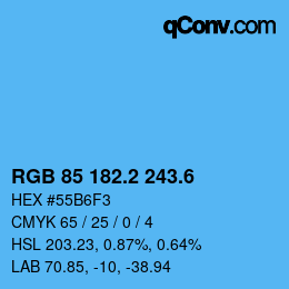 カラーコード: RGB 85 182.2 243.6 | qconv.com