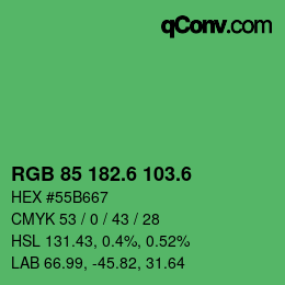 カラーコード: RGB 85 182.6 103.6 | qconv.com